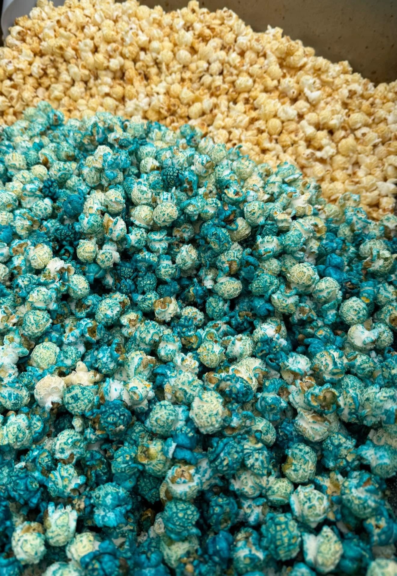 Close-up of electric-blue candied kettle corn
